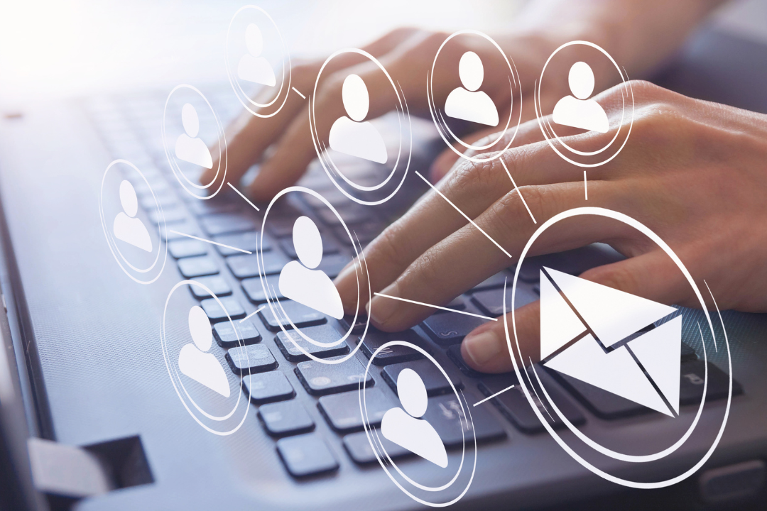A visual concept of email automation nurturing leads with sequences and touchpoints.